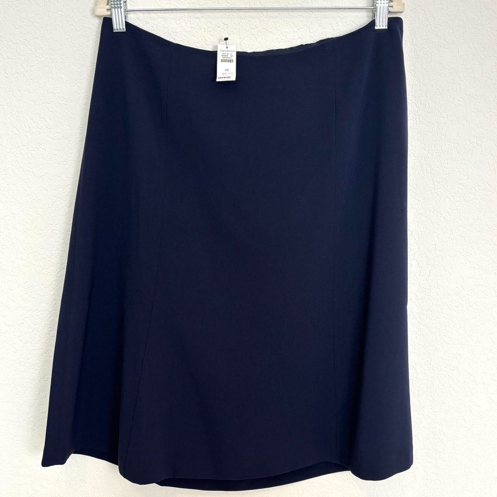 NWT Talbots Timeless Women's Navy Midi Skirt Workwear Office Size 14